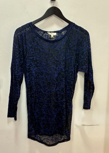 Isabel Marant Étoile Navy Blue Burnout Long Sleeve Top sz M