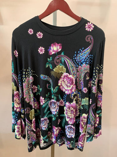 Johnny Was Floral Paisley Print Long Sleeve Top sz L