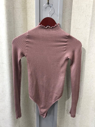 Free People Intimately Textured Mock Neck Long Sleeve Bodysuit sz XS/S