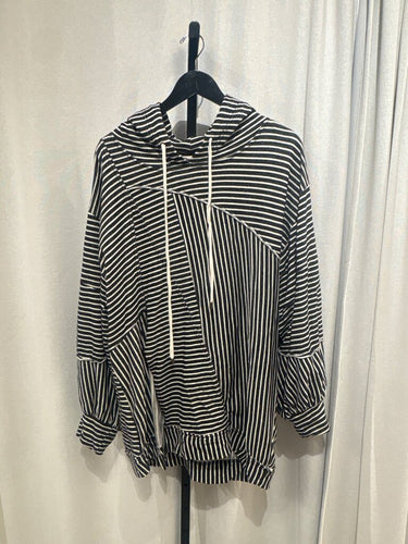 Pilcro Striped Asymmetric Pullover Hoodie