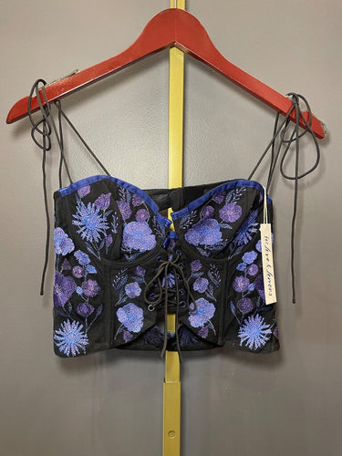 For Love & Lemons Embroidered Floral Corset Top sz M