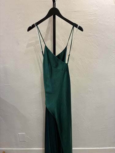 Lulus Emerald Green Satin Sleeveless Maxi Dress sz S