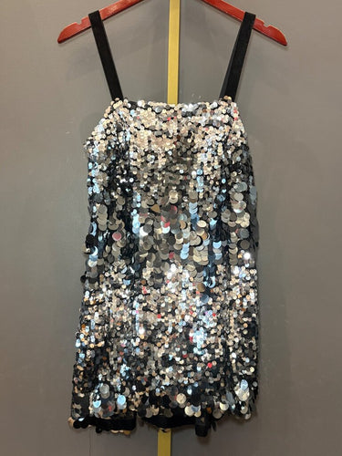 Zara Silver Sequin Sleeveless Mini Dress sz XS