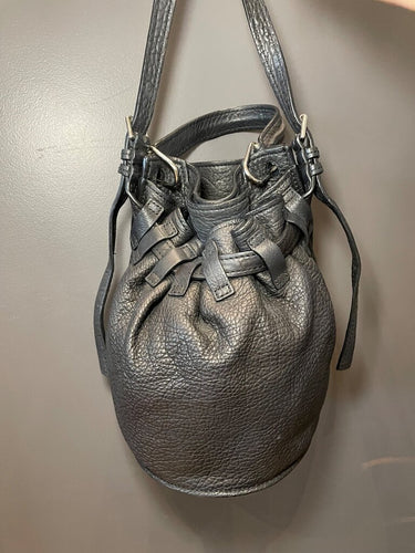 Alexander Wang Black Pebbled Leather Diego Bucket Bag