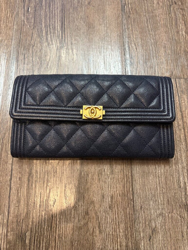 Chanel Boy Chanel Caviar Long Flap Wallet
