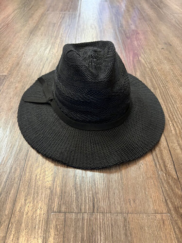 Treasure & Bond Black Woven Wide Brim Sun Hat sz ONE SIZE