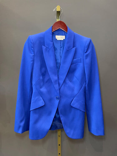 Alexander McQueen Cobalt Blue Single-Button Blazer sz 40