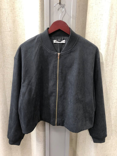 Zara Faux Suede Bomber Jacket sz XL
