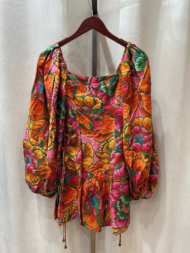 Farm Rio Floral Long Sleeve Mini Dress sz M