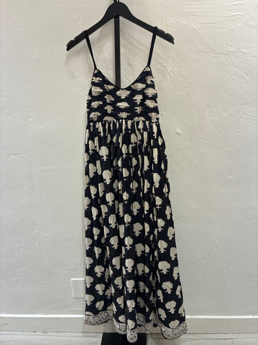 Payal Jain x Anthropologie Black and White Printed Maxi Dress sz XS