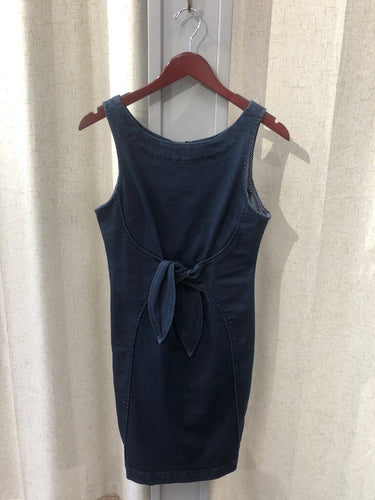 Holding Horses Denim Tie-Front Sleeveless Mini Dress sz 4