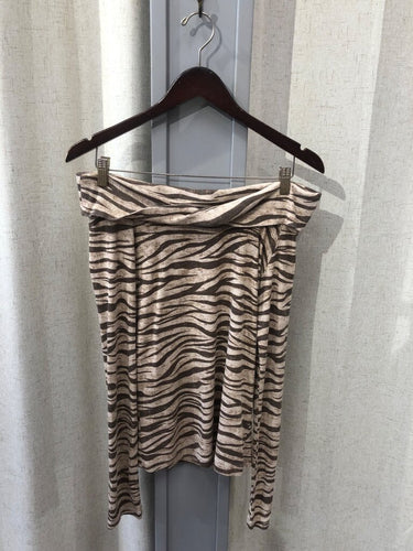 Pilcro Off-The-Shoulder Zebra Print Ribbed Long Sleeve Top sz S