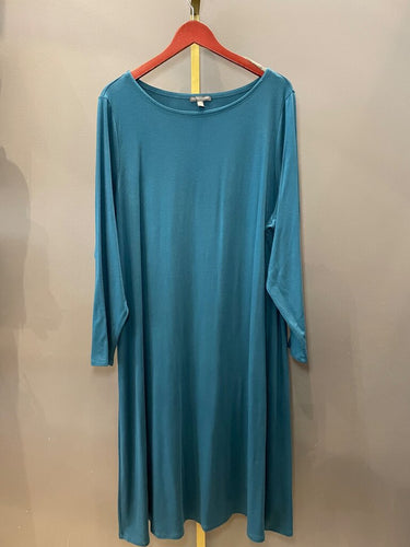 Eileen Fisher Woman Teal Long-Sleeve Knit Midi Dress sz 3X