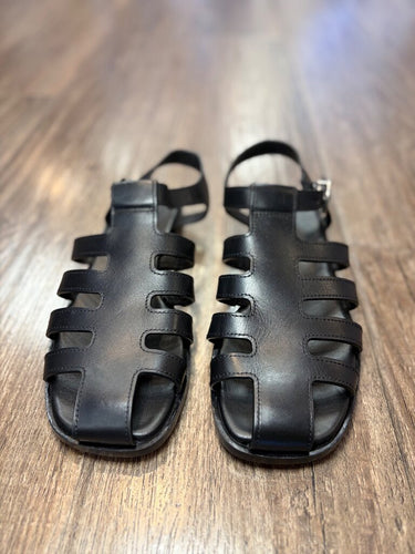 Vince Black Leather Fisherman Sandals sz 6M
