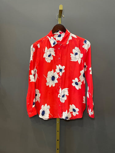 Equipment Femme Red Floral Long Sleeve Button Down Shirt sz XS/TP