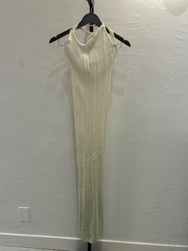Michael Costello x Revolve Cream Knit Halter Maxi Dress sz XS