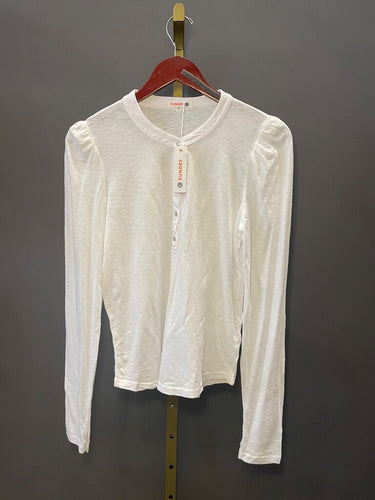 Sundry Puff Sleeve Henley Long Sleeve Top sz 1