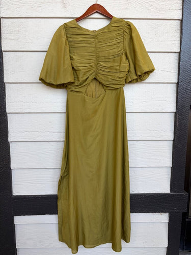 DISSH Olive Green Ruched Cutout Dress sz 4