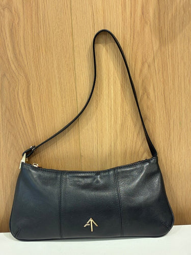 Manu Atelier Black Leather Pita Shoulder Bag
