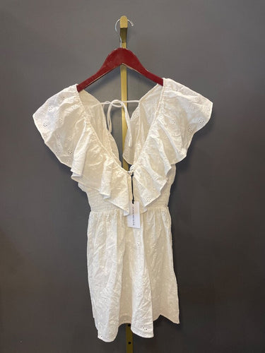 WeWoreWhat White Eyelet Flutter Sleeve Mini Dress sz M