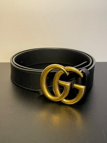 Gucci Black Leather GG Marmont Belt sz 75·30