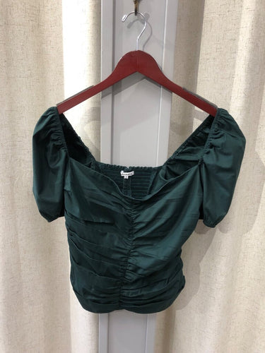 Reformation Ruched Puff-Sleeve Top sz 12