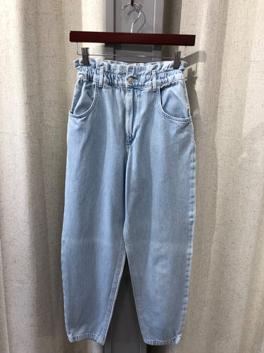 Zara Light Wash Paperbag Waist Jogger Jeans sz XS
