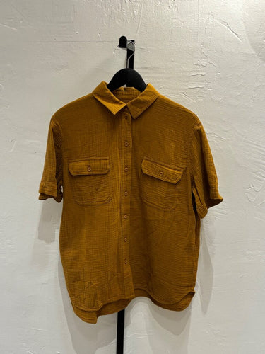 Madewell Cotton Gauze Short-Sleeve Button-Down Shirt sz M