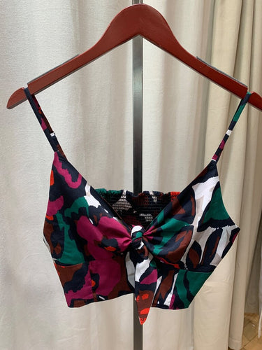 ba&sh Abstract Print Tie-Front Crop Top sz 3