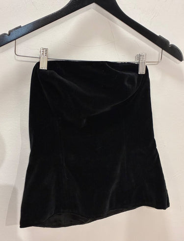 Saint Laurent Vintage Rive Gauche Black Velvet Strapless Bustier Top sz 38