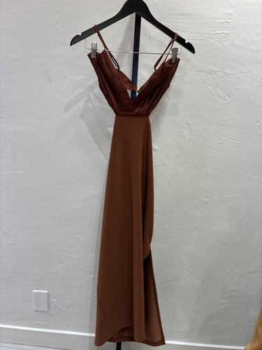Abercrombie & Fitch Brown Cut-Out Open Back Maxi Dress sz L