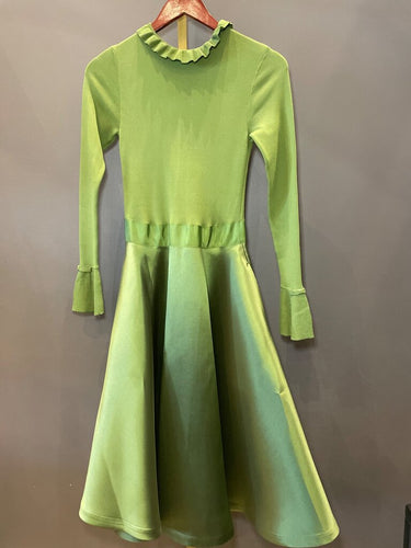 Ted Baker Green Knit Bodice Satin Skirt Midi Dress sz 0