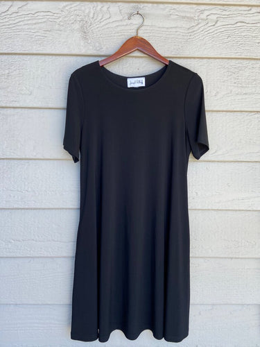 Joseph Ribkoff Black Short Sleeve A-Line Dress sz M?