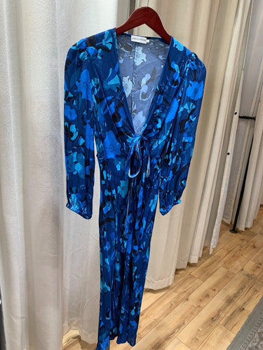 Scanlan Theodore Floral Print Tie-Front Long Sleeve Maxi Dress