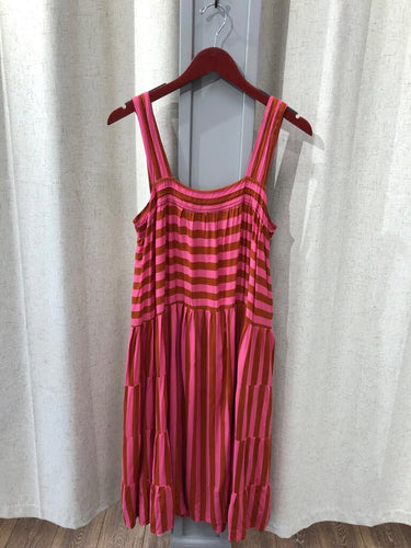 Natalie Martin Striped Tiered Midi Dress sz M