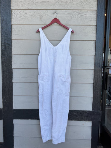 Free People We The Free White Denim V-Neck Jumpsuit sz M