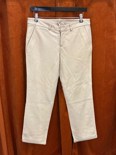 Joie Off-White Leather Cropped Pants sz S