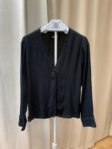 Reformation Black Long Sleeve V-Neck Blouse Size S sz S
