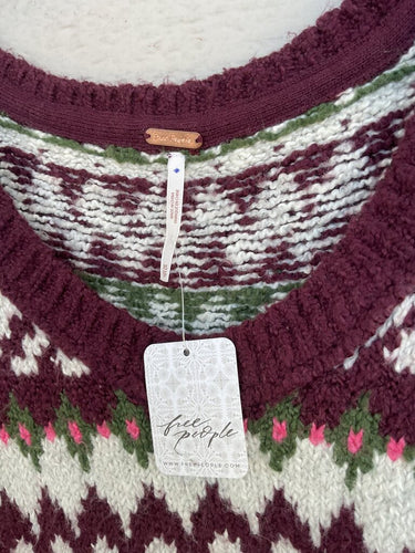 Free People Fair Isle Knit Cropped Sweater Vest sz XS