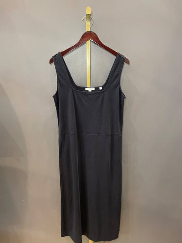 Vince Black Sleeveless Square Neck Midi Dress sz L/G