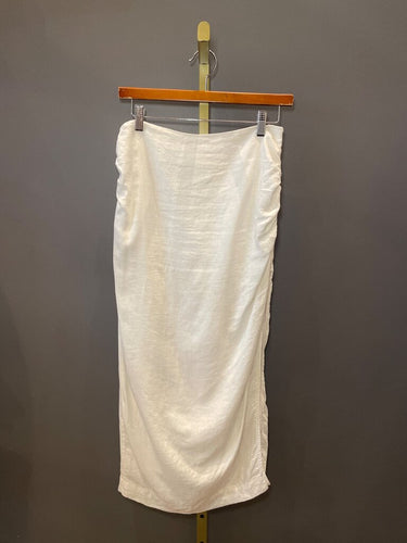 NIA White Ruched Midi Skirt sz S