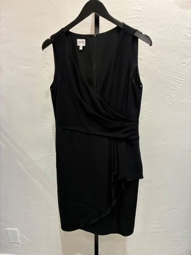 Armani Collezioni Black Sleeveless Draped Wrap Dress sz 10
