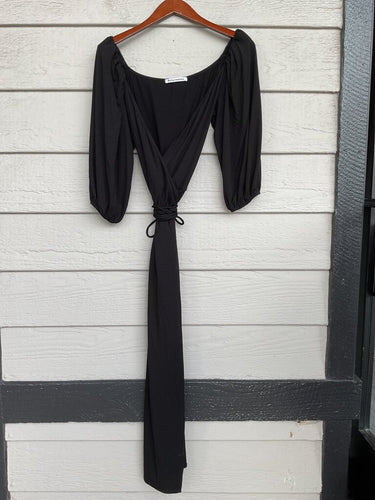 Reformation Black Long Sleeve Wrap Maxi Dress sz S