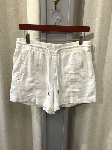 Athleta White Linen Drawstring Shorts sz 8