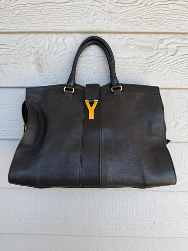 Saint Laurent Black Leather Cabas Chyc Large Satchel