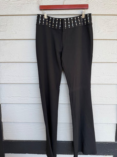 I.AM.GIA Black Studded Waistband Wide Leg Pants sz L