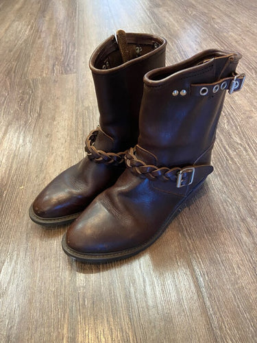 Golden Goose Dark Brown Leather Braided Harness Bike Boots sz 39