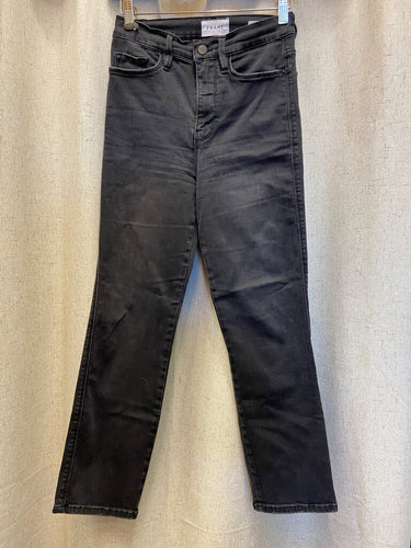 FRAME Washed Black High-Rise Straight Leg Jeans Size 25