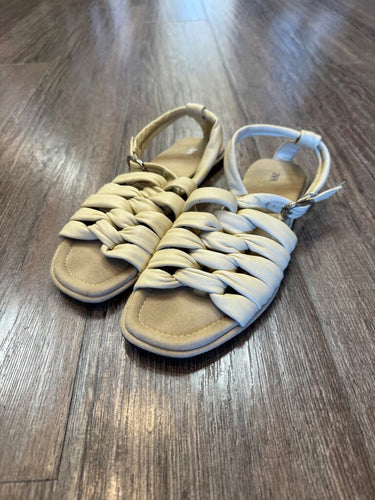 Zara Cream Padded Woven Flat Sandals sz 38