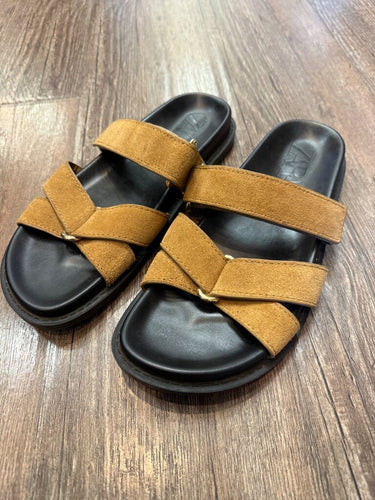Zara Tan Suede Slide Sandals sz 39